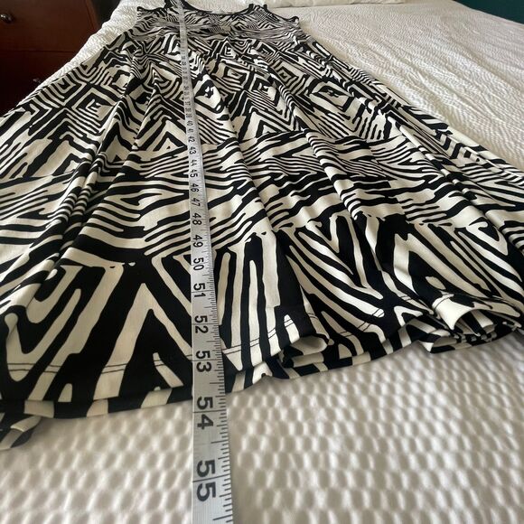 Calvin Klein Women's Maxi Black White Sleeveless Geometric Print Dress Size XL - Picture 4 of 10